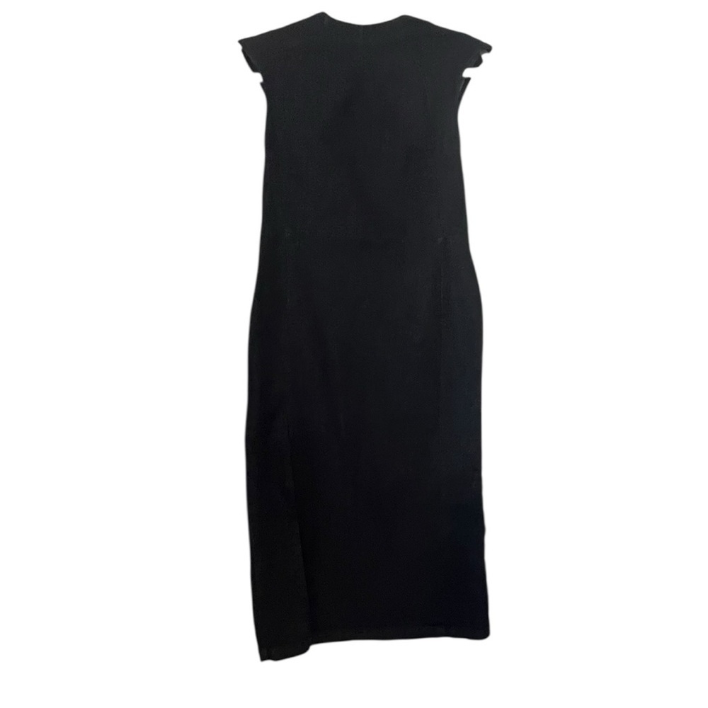 Zara Dark Navy Denim Midi Dress with Front Slit Cap Sleeve Jean Dress Size M - Picture 8 of 9